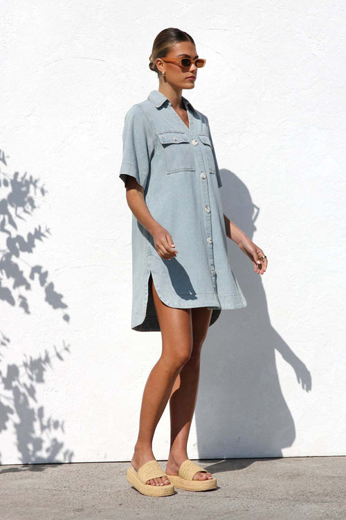 Popular Cutie Short Sleeve Denim Mini Dress
