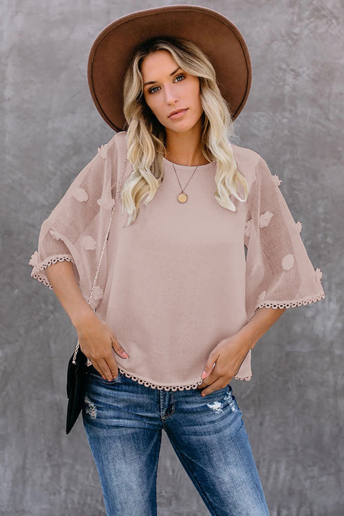Wonderful Time Swiss Dot Half Sleeve Top - 5 Colors Mauve