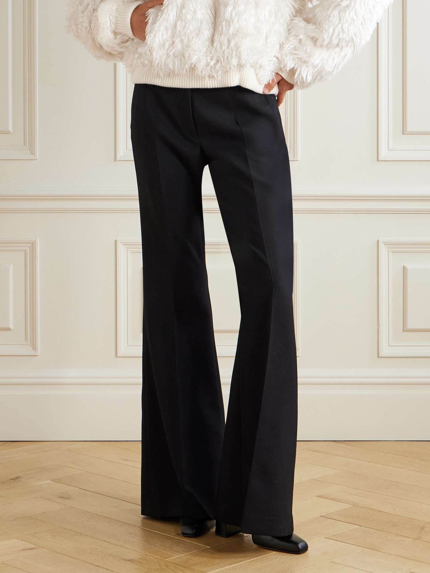 Exquisite High-waisted Flared Pants Black
