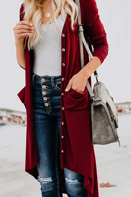 Staying Chic Long Sleeve Knit Cardigan - 6 Colors Wine Red