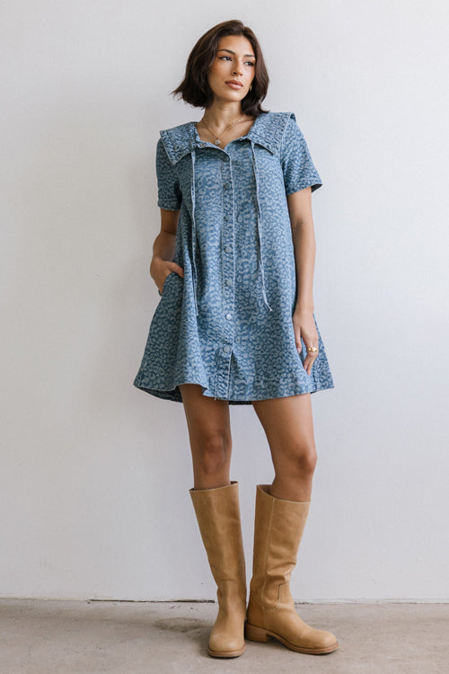 Moment Maker Leopard Print Denim Mini Dress - 2 Colors