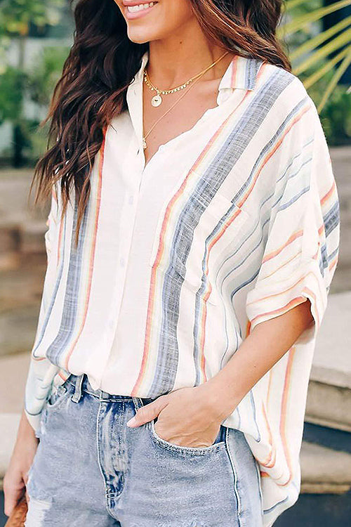 Better with You Colorful Stripe Shirt - 3 Colors White