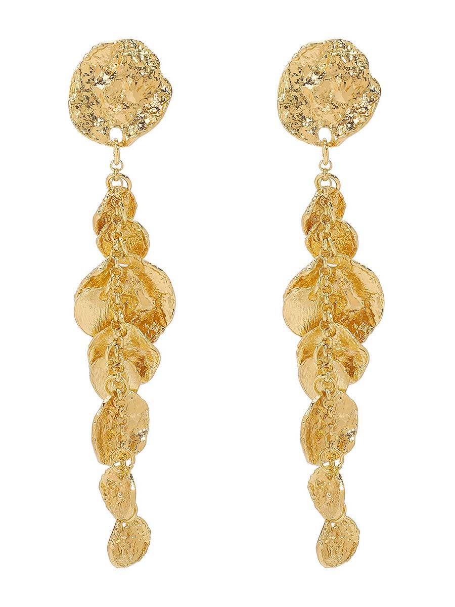 Minimalist Irregular Tassel Earrings Gold F