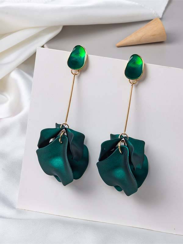 Petal Tassel Earrings Green F