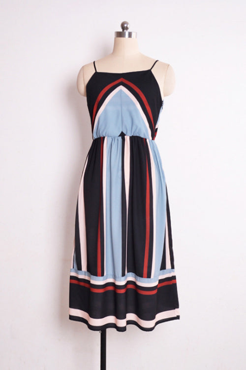 Spaghetti Stripe Midi Dress Wathet