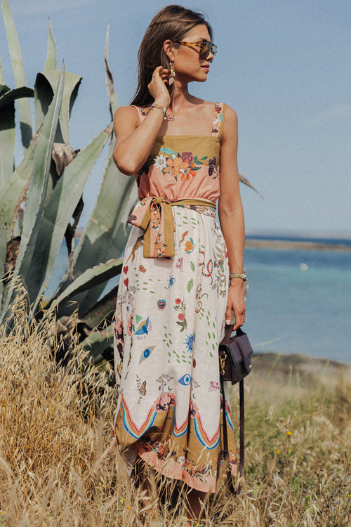 Through The Garden Floral Print Midi Dress - 2 Colors Pink