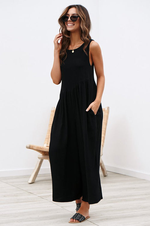 Always Thriving V-back Casual Tank Jumpsuit - 6 Colors Black