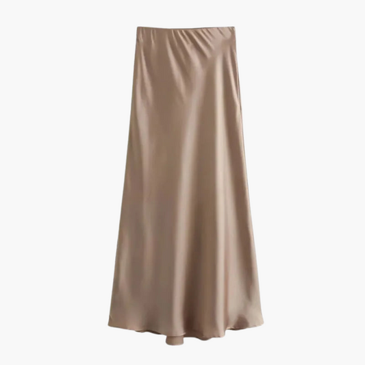 Chic Satin High-Waist Midi Skirt – Flattering Fit for Women