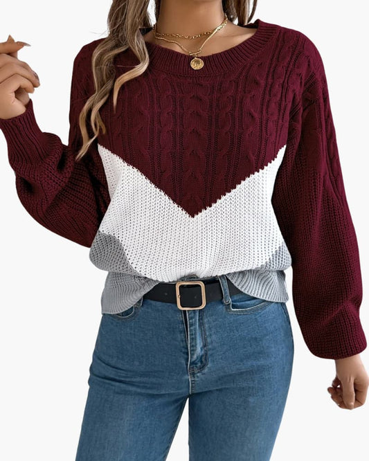 Evie | Chevron Cable-Knit Sweater