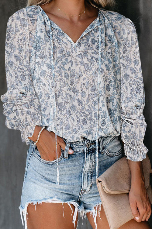 Crush On You Floral Printed Top - 4 Colors Light Blue