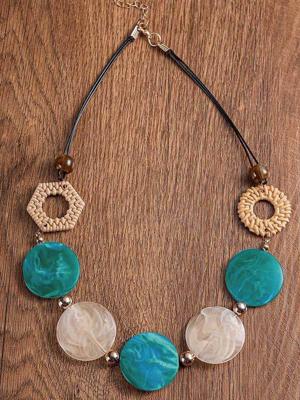 Vintage Vacation Style Necklace Green F