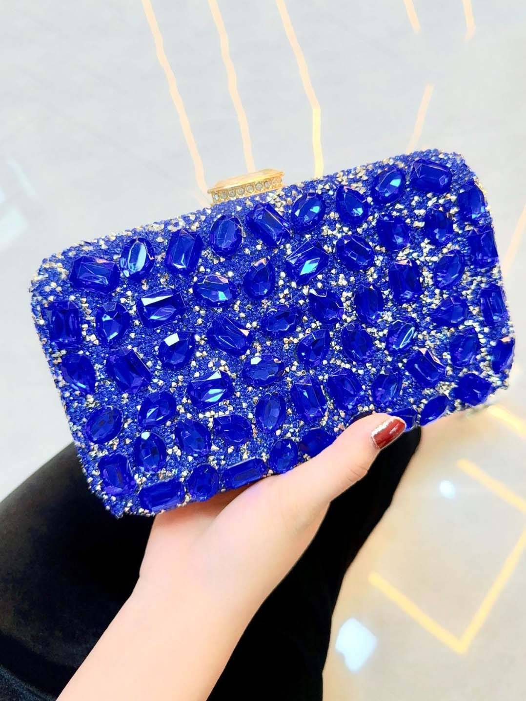 Shiny Clutch Handbag Blue F