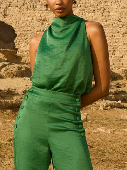 Fashionable Backless Top Green