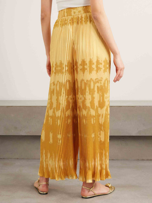 Exquisite Abstract Print Sleeveless Feather-Trim Top