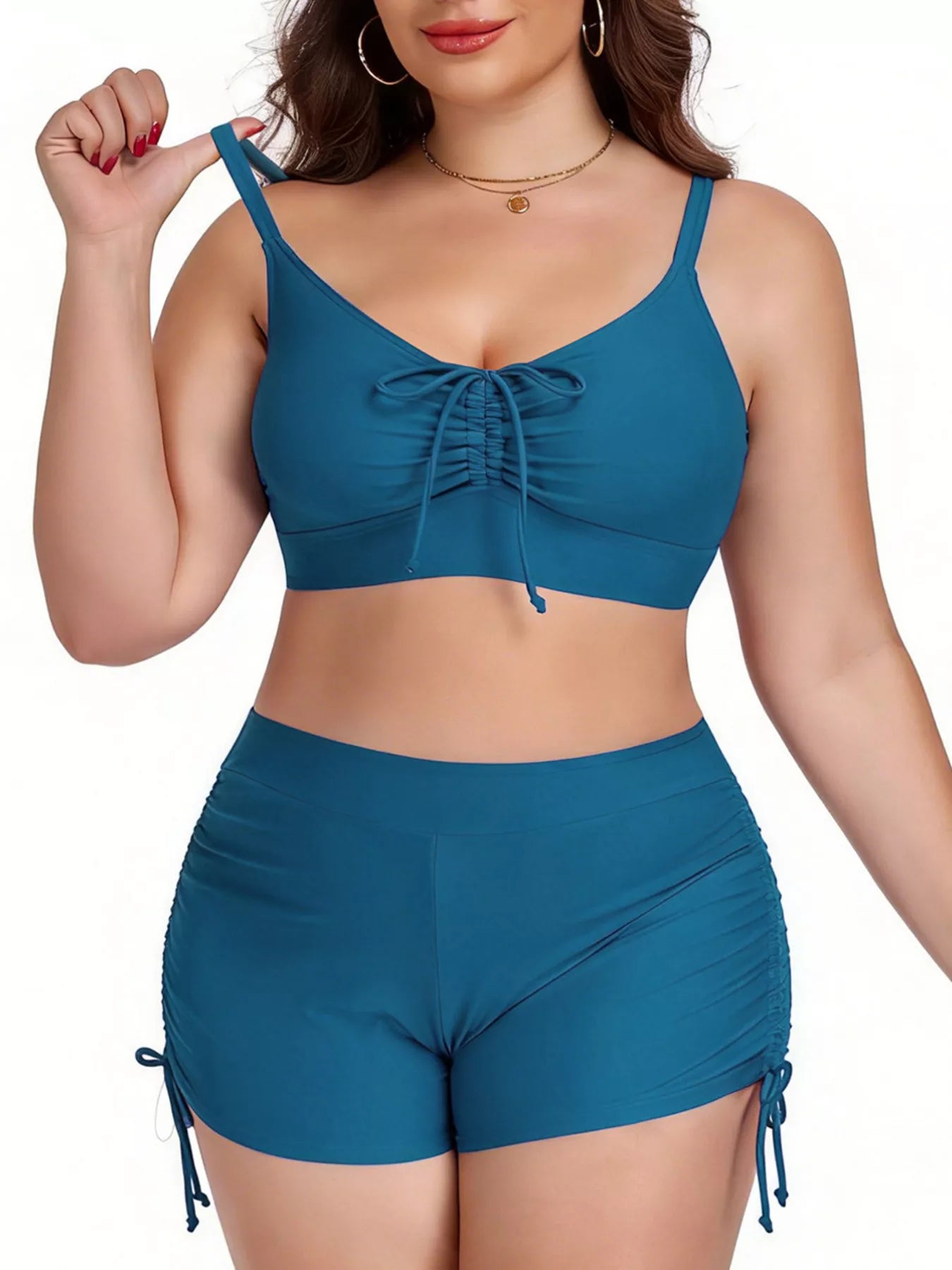Plus Size Bathing Suit Ruched Drawstring