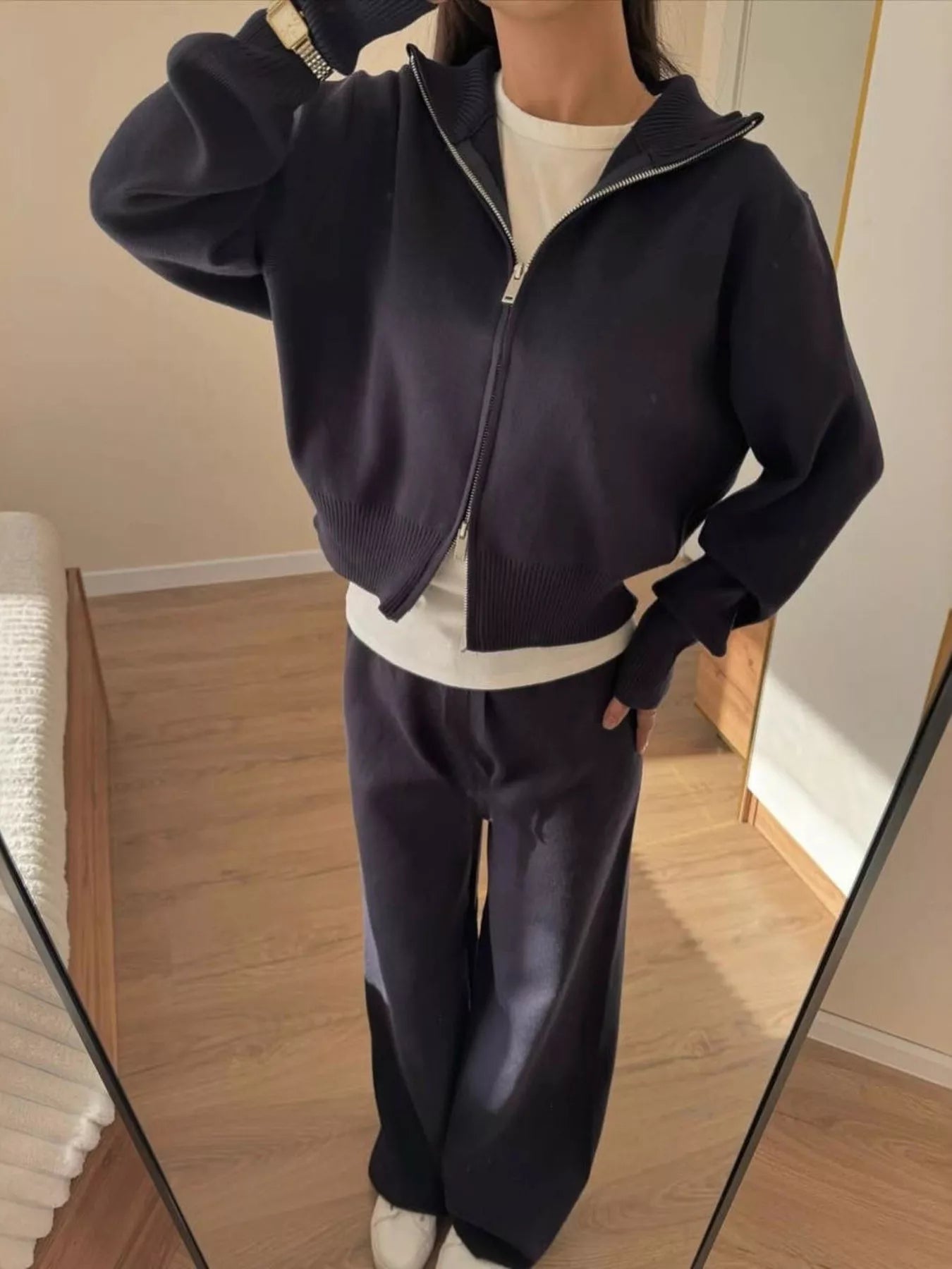 Plush Zip-Up Hoodie and Pants Set