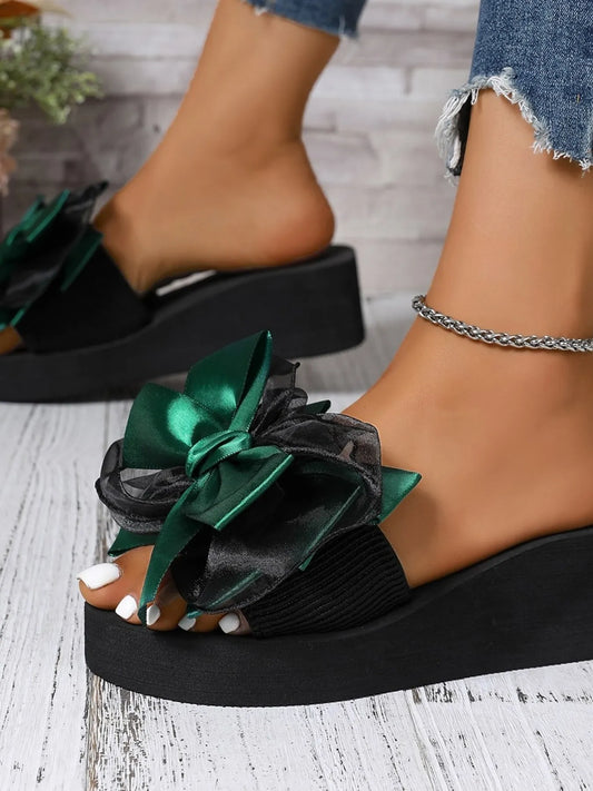 Bow-Tie Platform Wedge Sandals