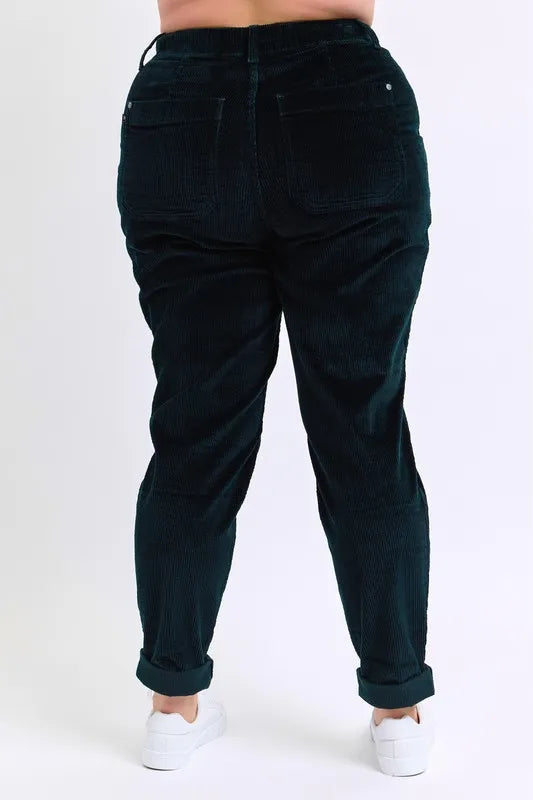 Emerald High Waist Corduroy Cuffed Jogger - Inclusive Sizes