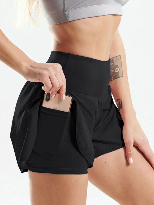 Pocketed High Waist Active Shorts