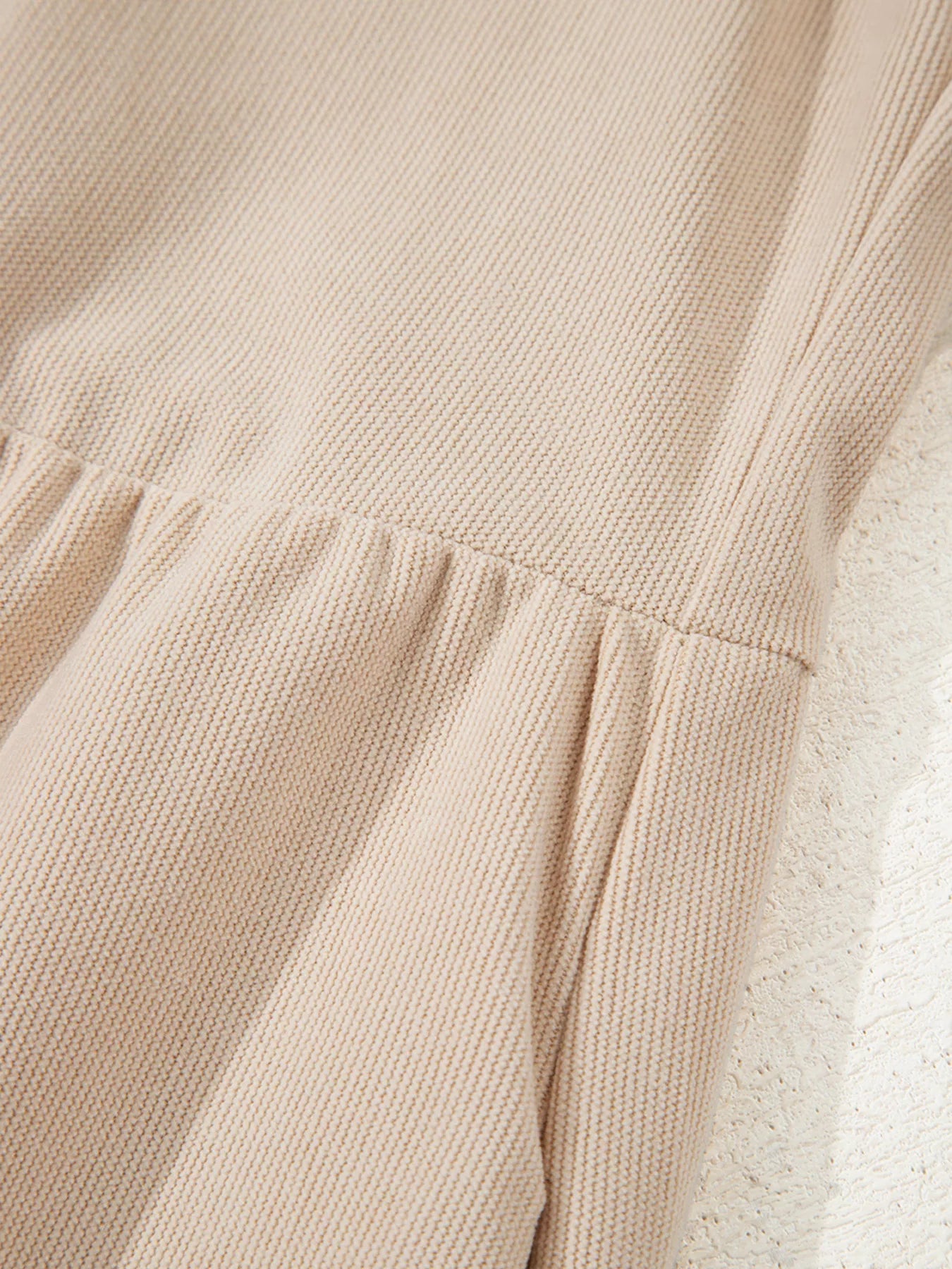 Corduroy Half Button Collared Long Sleeve Mini Dress