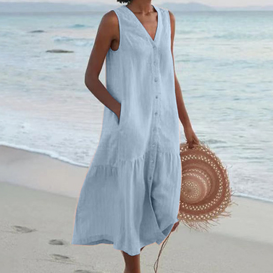 Esther | Sleeveless Buttoned Midi Dress