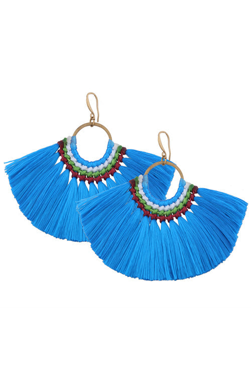 Tassel Drop Sector Earrings Blue