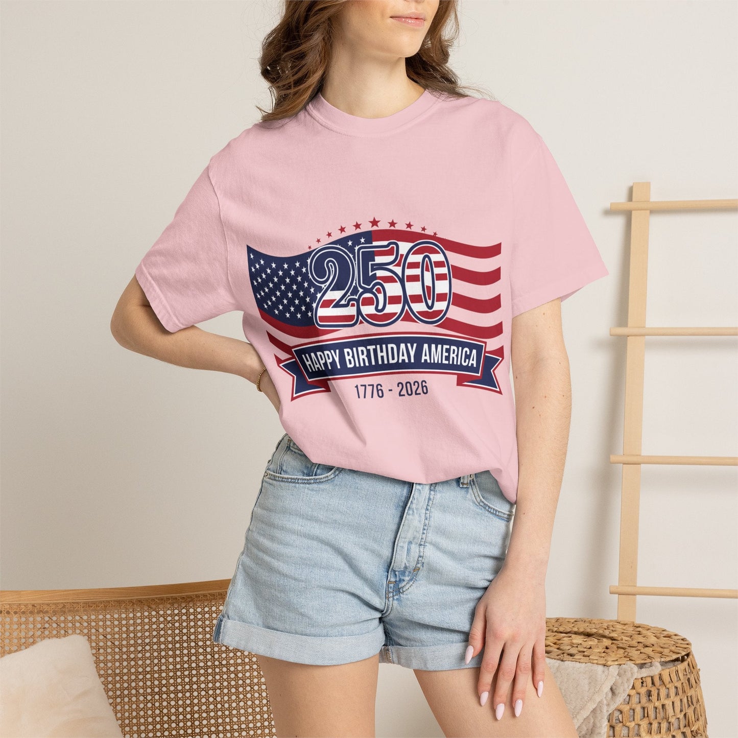 "250 Happy Birthday America 1776-2026" Patriotic 4th of July Tee