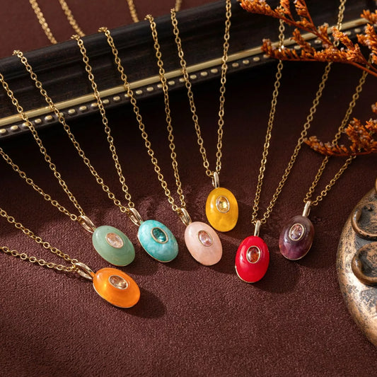 Natural Stone Pendant Necklace – Handmade Boho Jewelry for Women