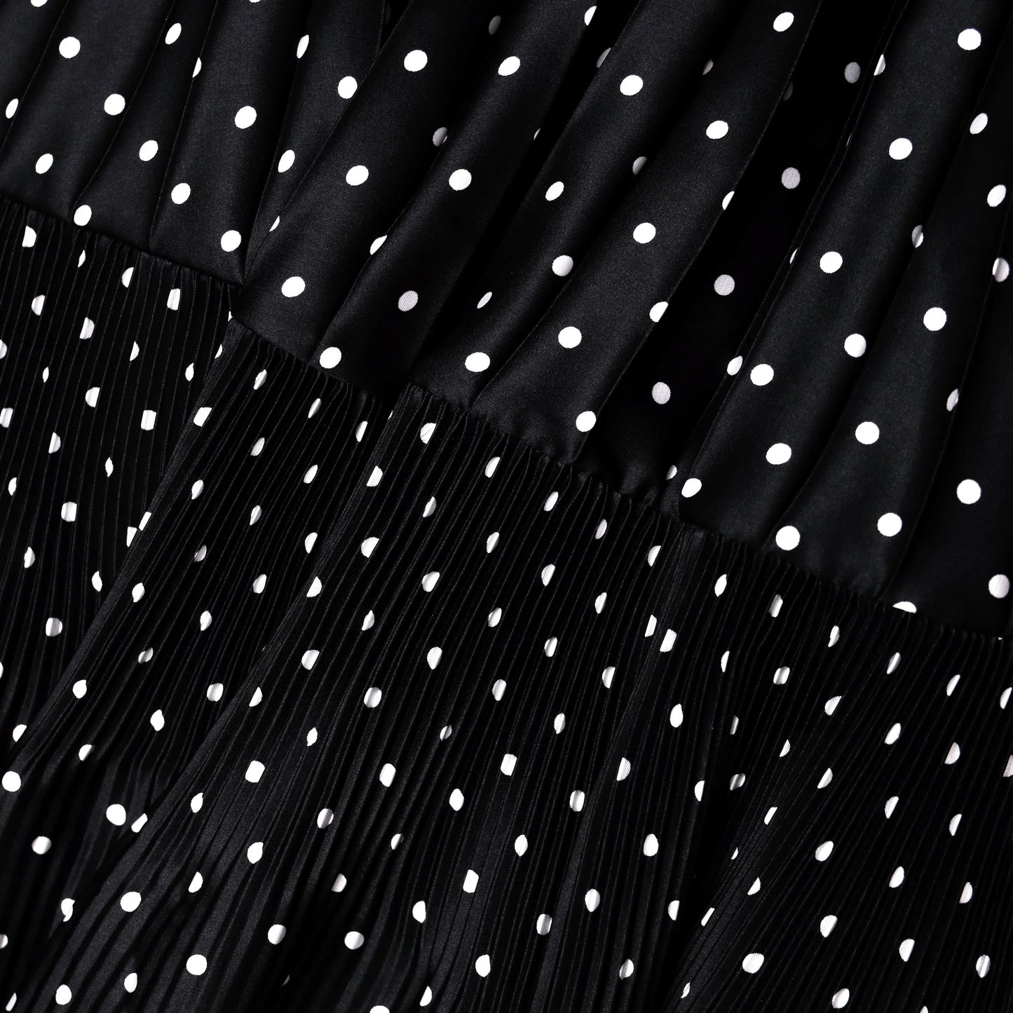 Noir Polka Pleated Maxi Dress