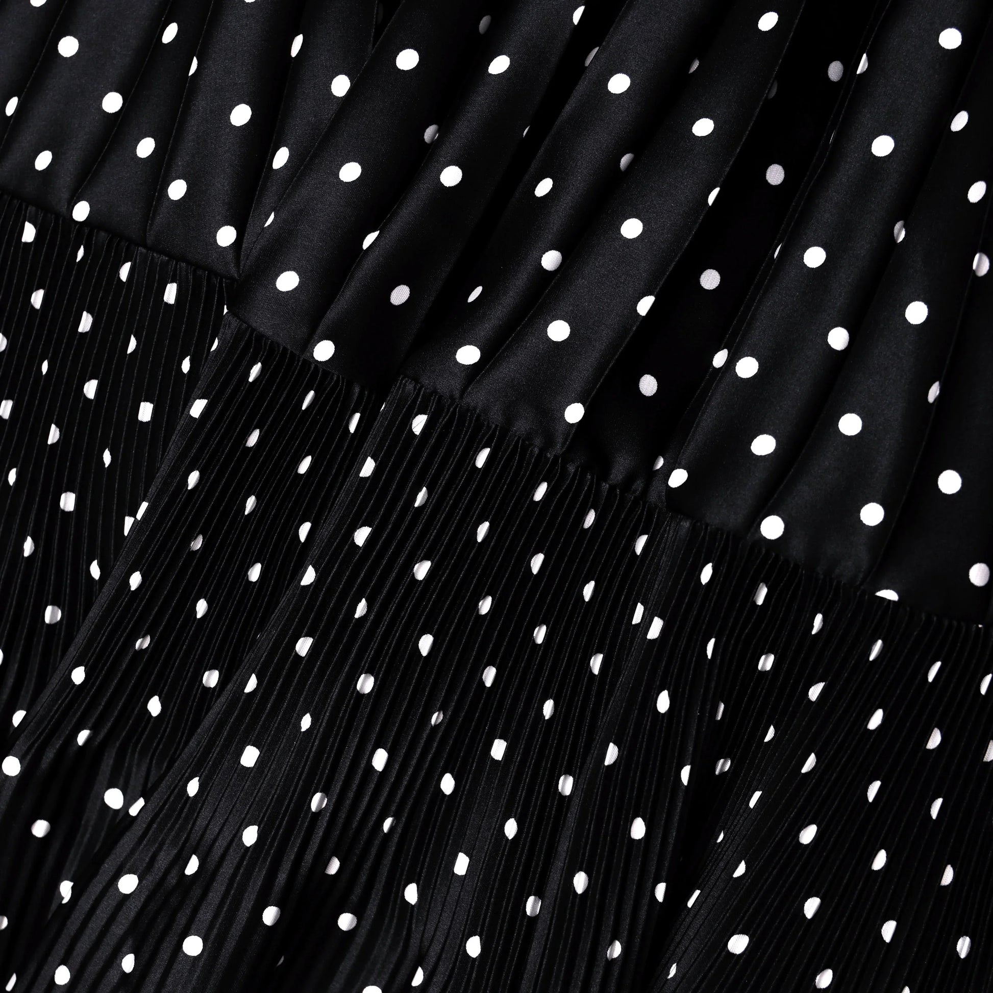 Noir Polka Pleated Maxi Dress