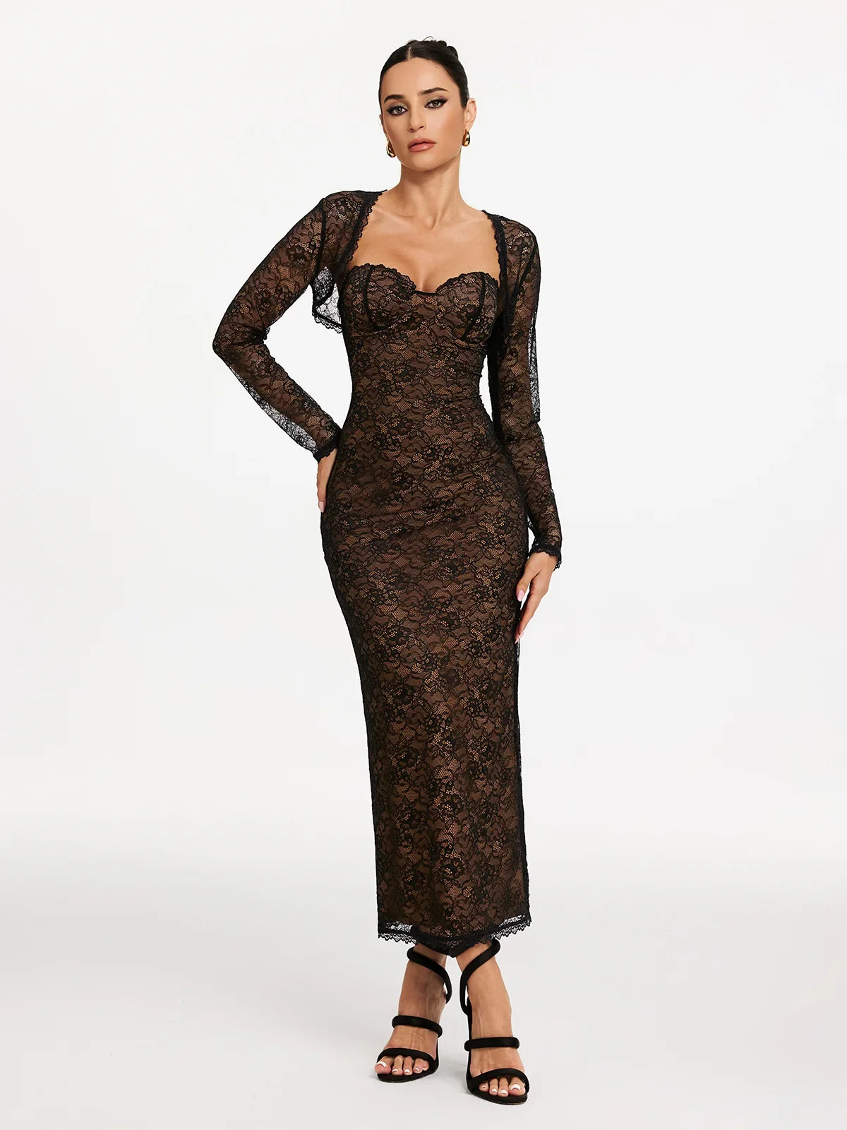 Velora Lace Sculpt Maxi Dress
