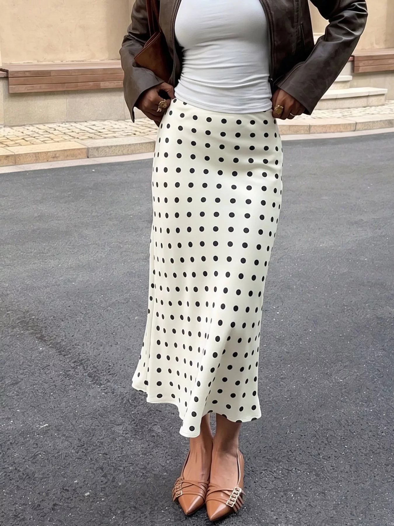 Polka Dot Midi Skirt