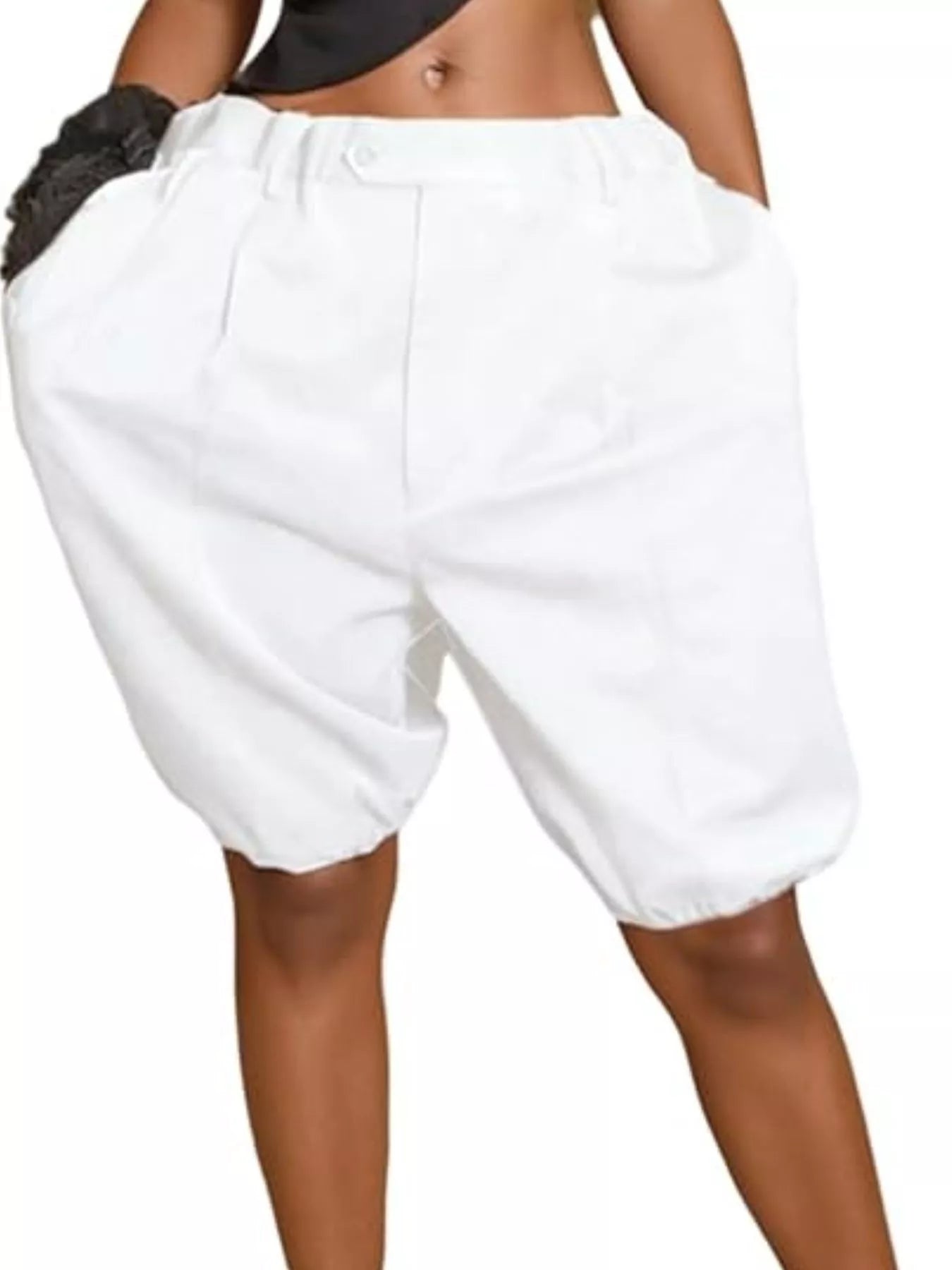 Women's Pleated Shorts - High Waisted