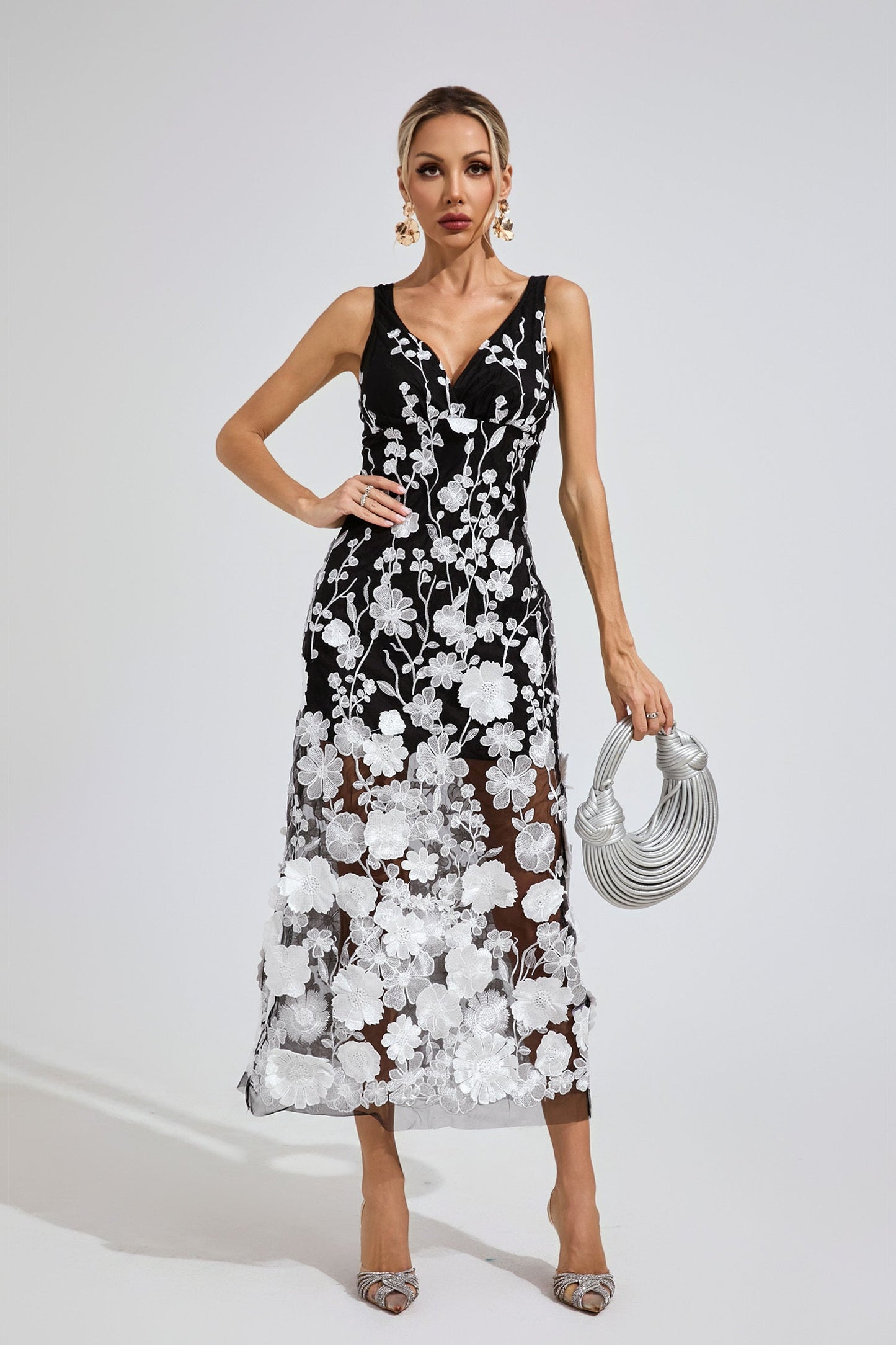 Midnight Garden Embroidered Dress