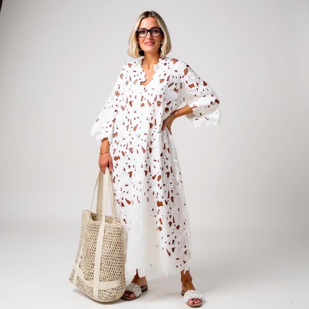 Nina - Floral Eyelet Lace Midi Dress