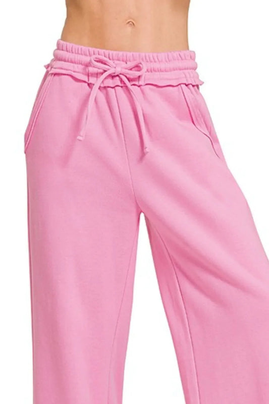 Candy Pink Cozy Seam Wide Leg Pants