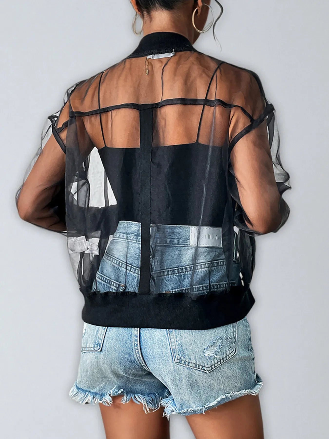 Sheer Mesh Zip Up Jacket