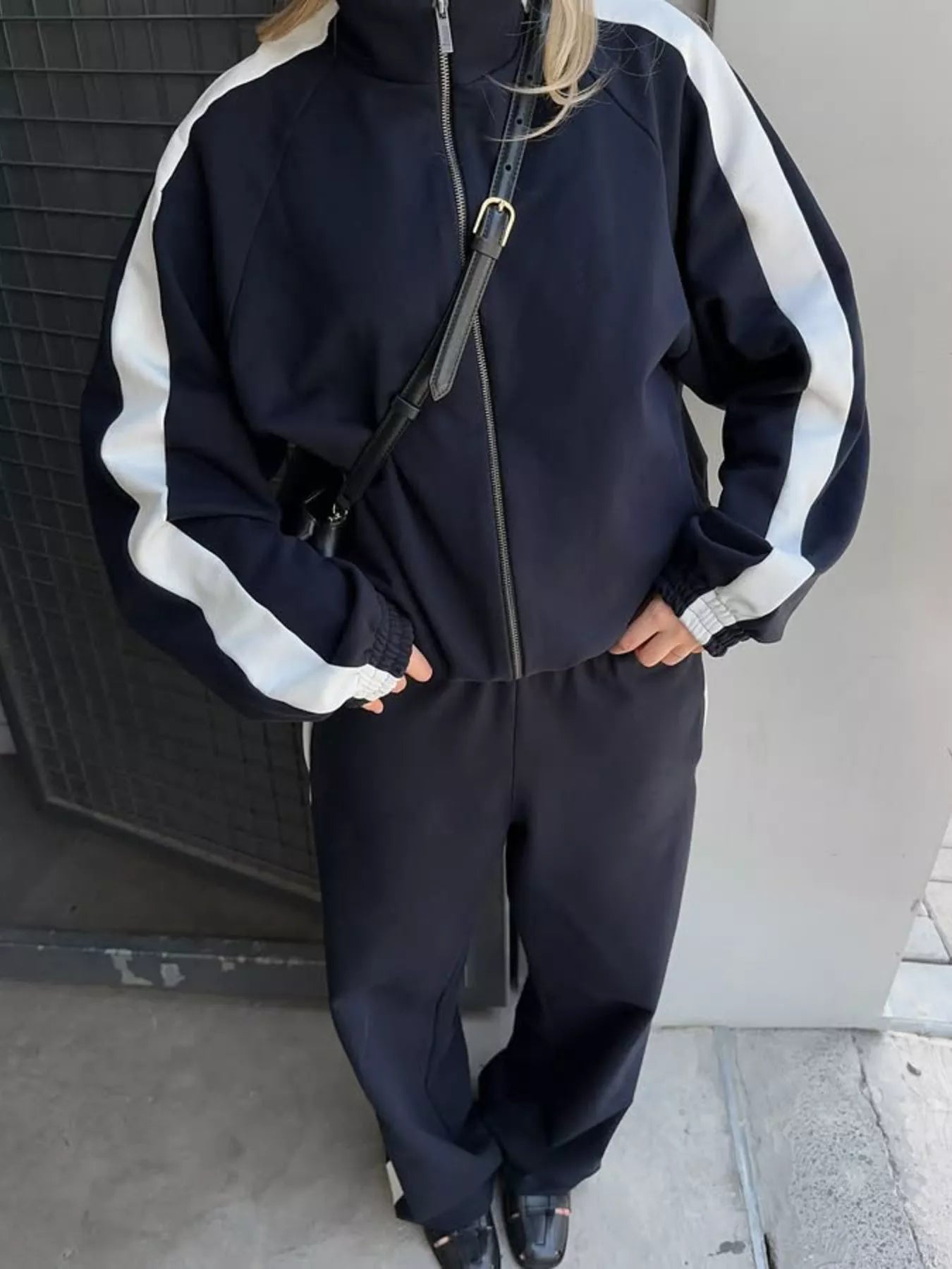 Zip Up Long Sleeve Outerwear and Pants Set