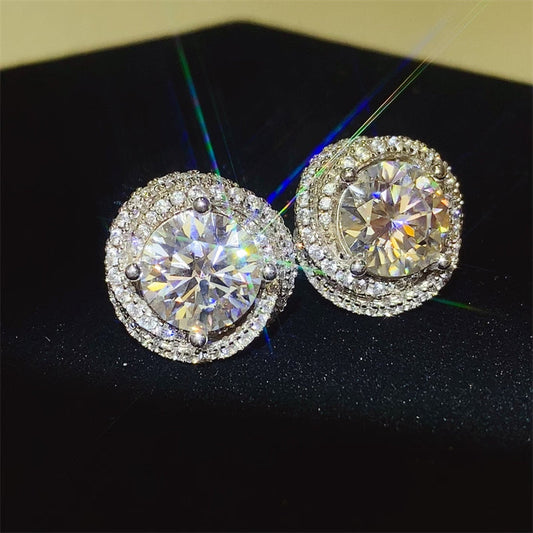 Glam 6 Carat Moissanite 925 Silver Earrings