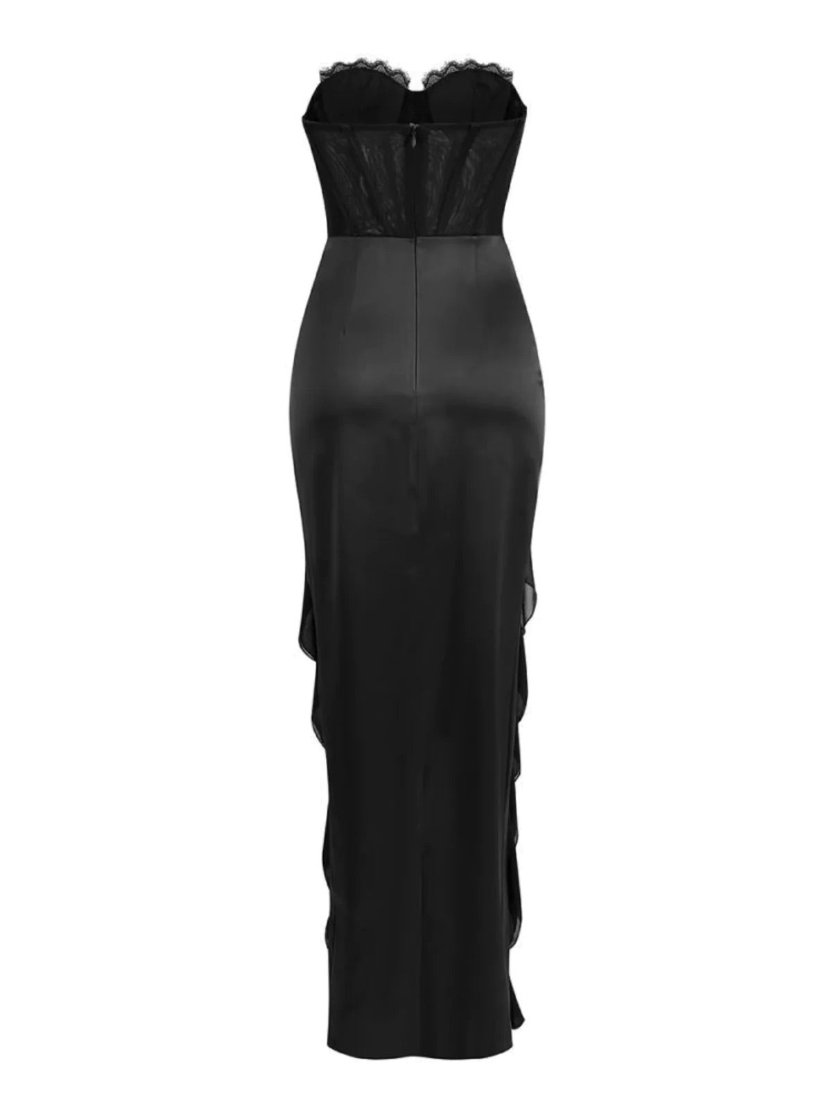 Black Satin/lace corset maxi dress