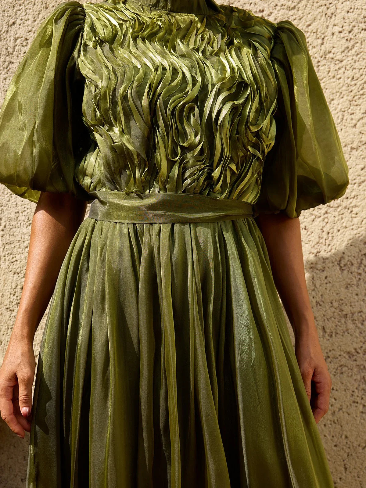 Olive Lumière Organza Gown