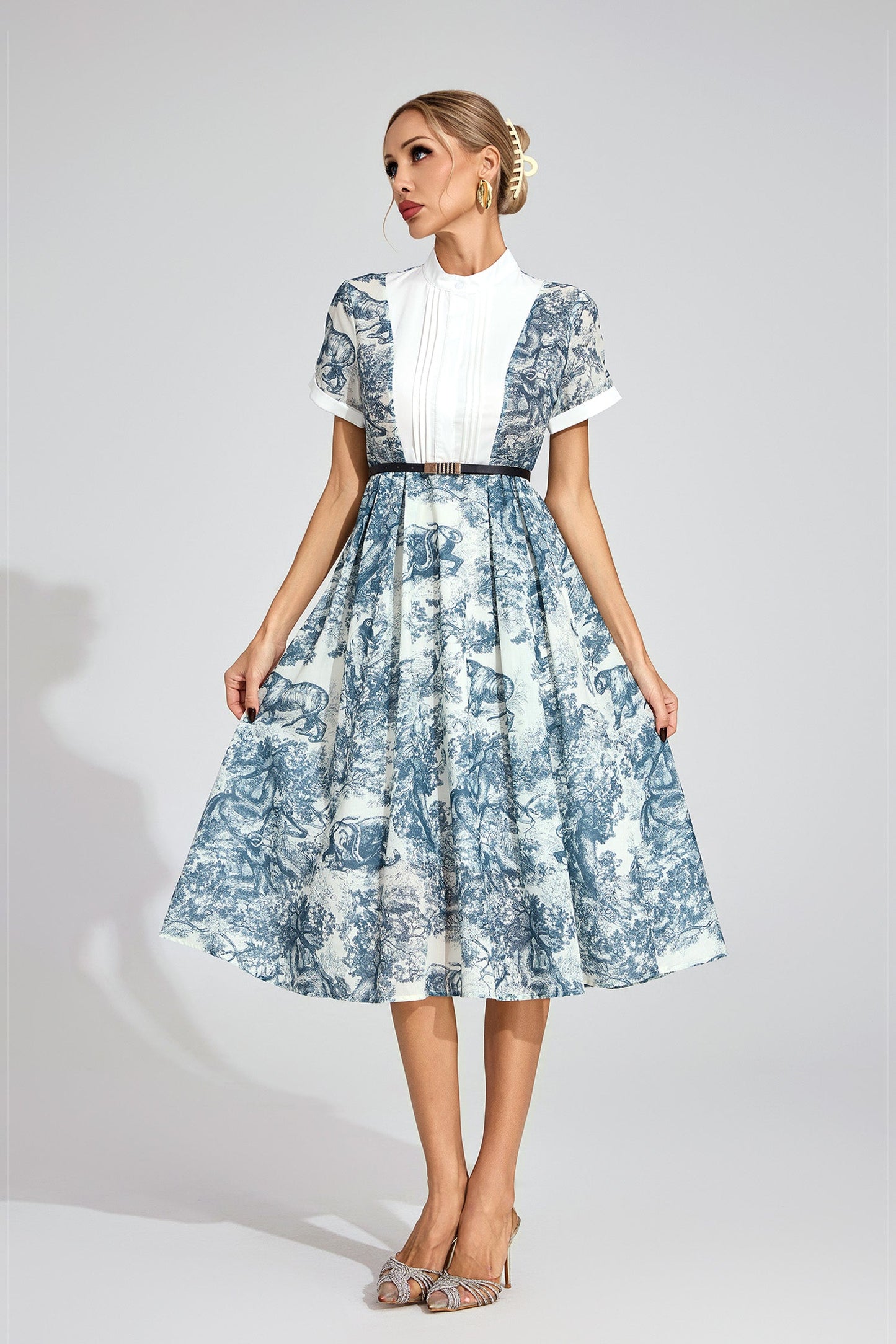 Versailles Toile Belted Shirt Dress