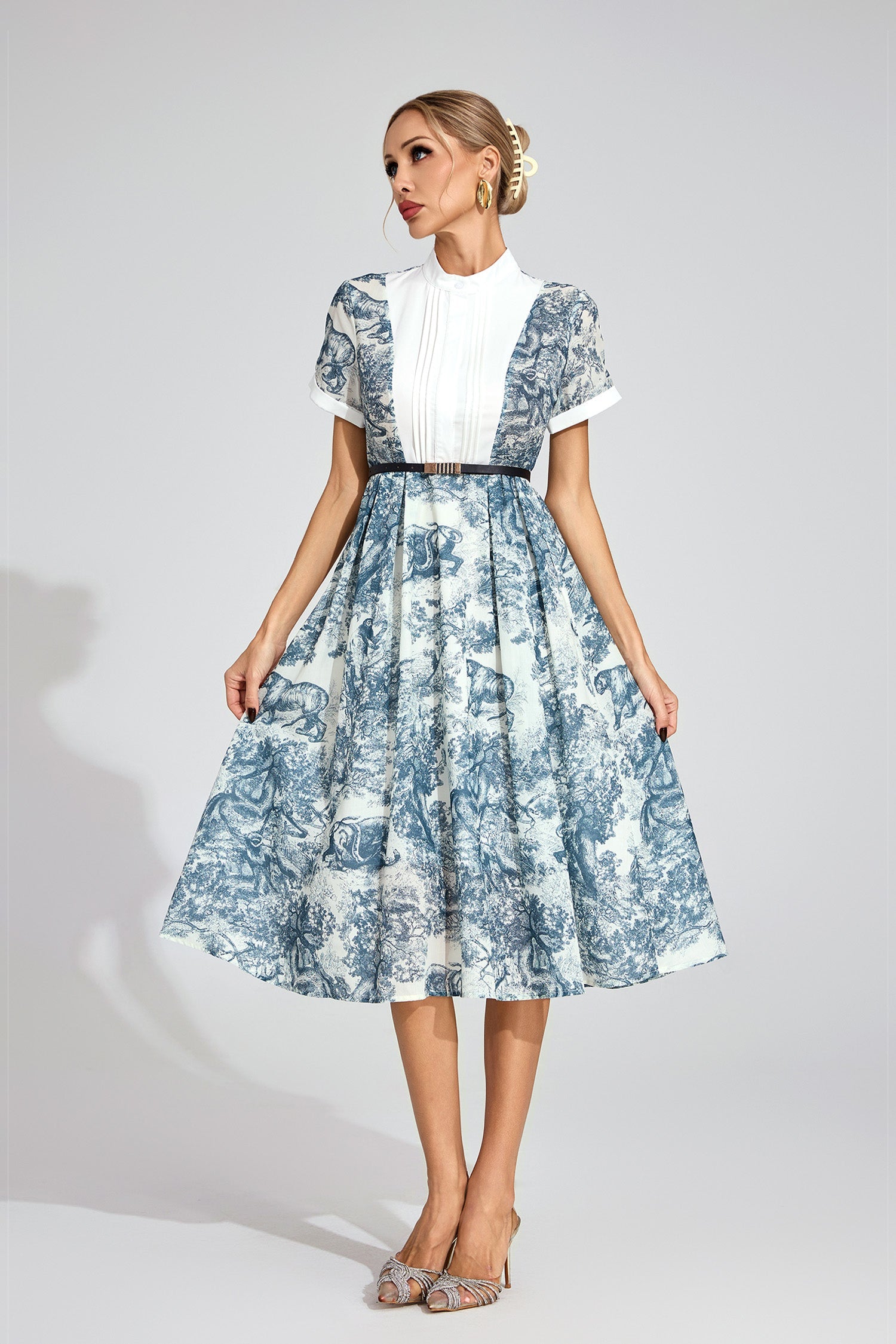 Versailles Toile Belted Shirt Dress