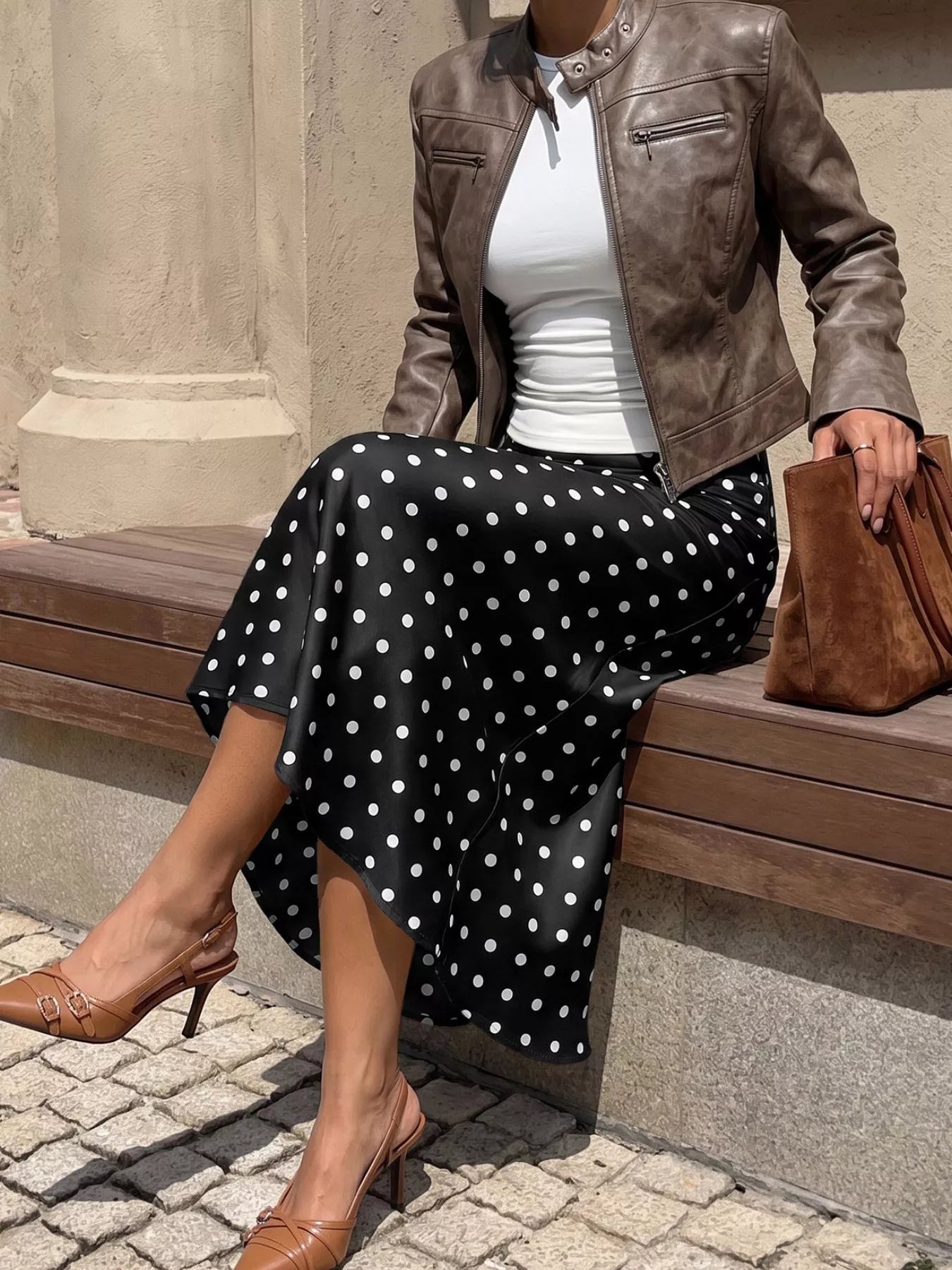 Polka Dot Midi Skirt
