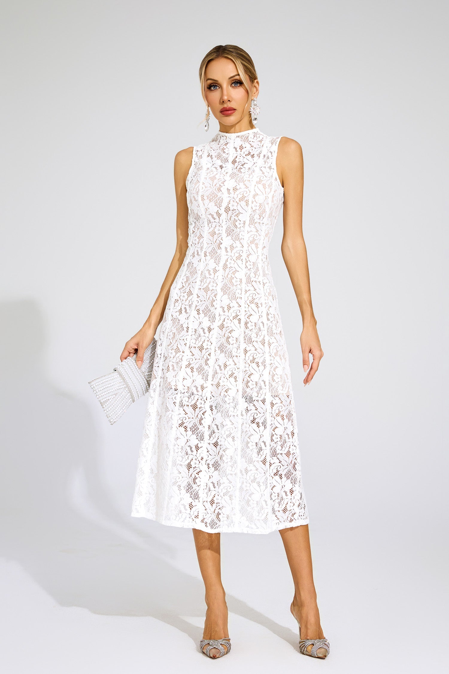 Noelle Sleeveless Lace Midi Dress