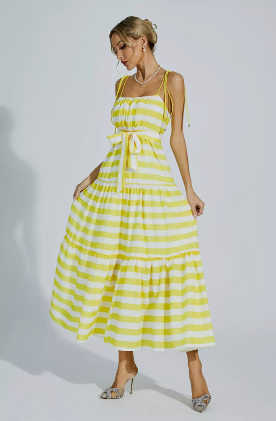 Anika strip Maxi dress