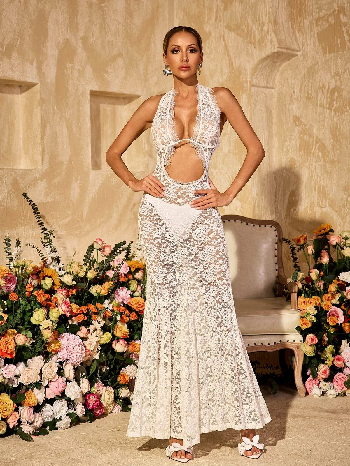 Elle Lace Cutout Maxi Dress