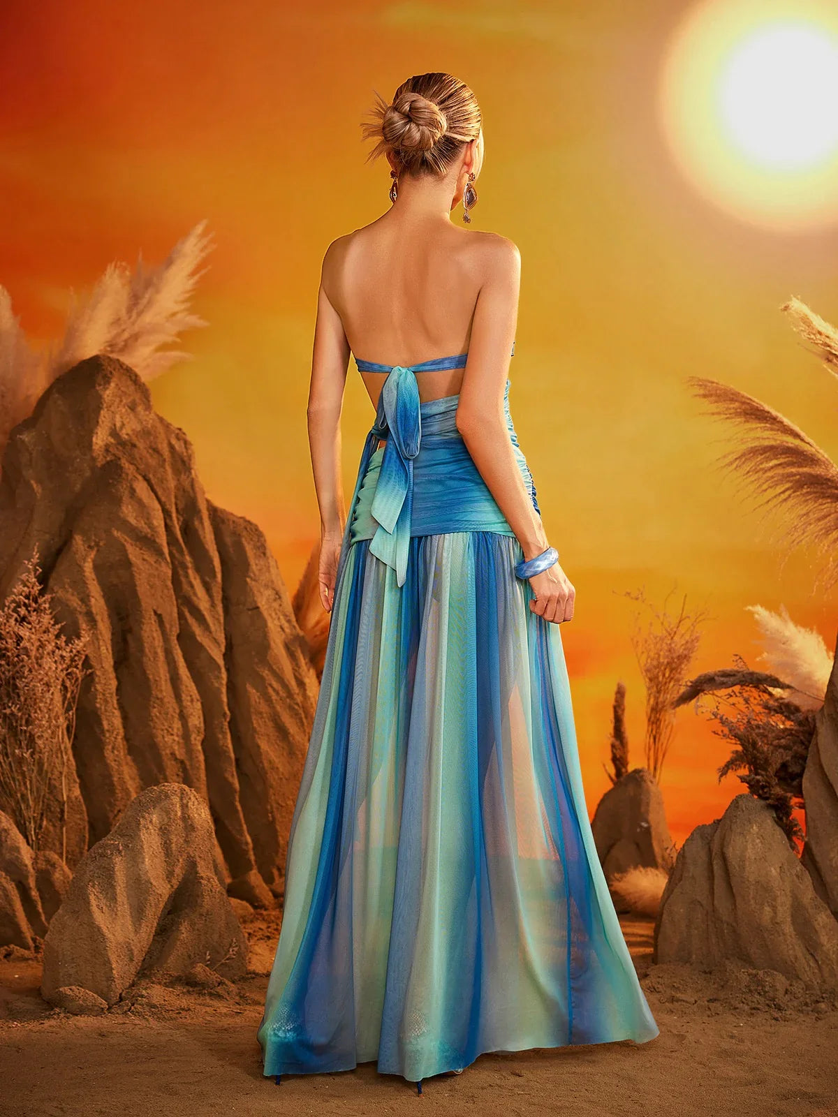 Oceane Strapless Star Gown – Lagoon Blue
