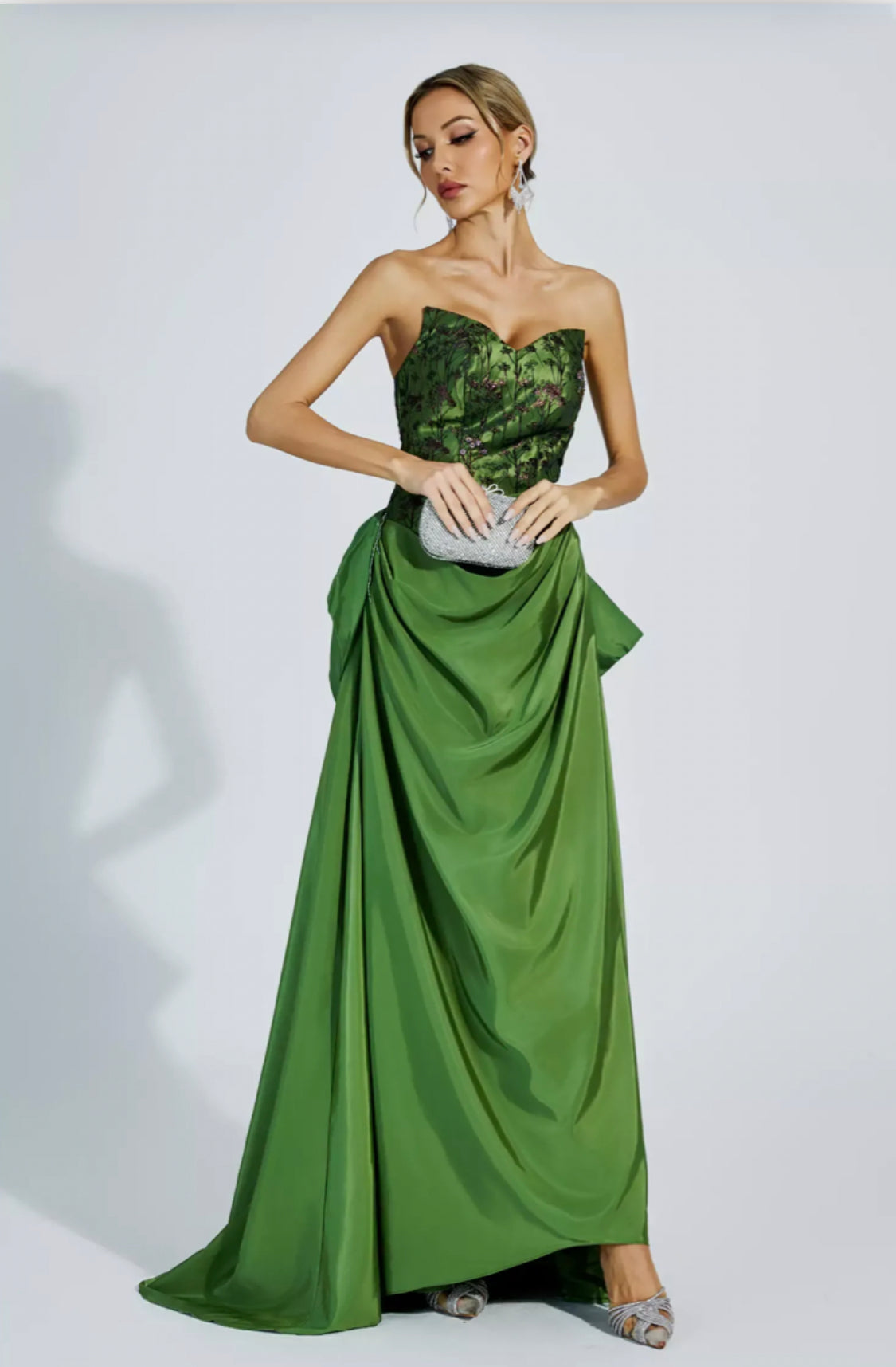 Dulce green bow maxi dress