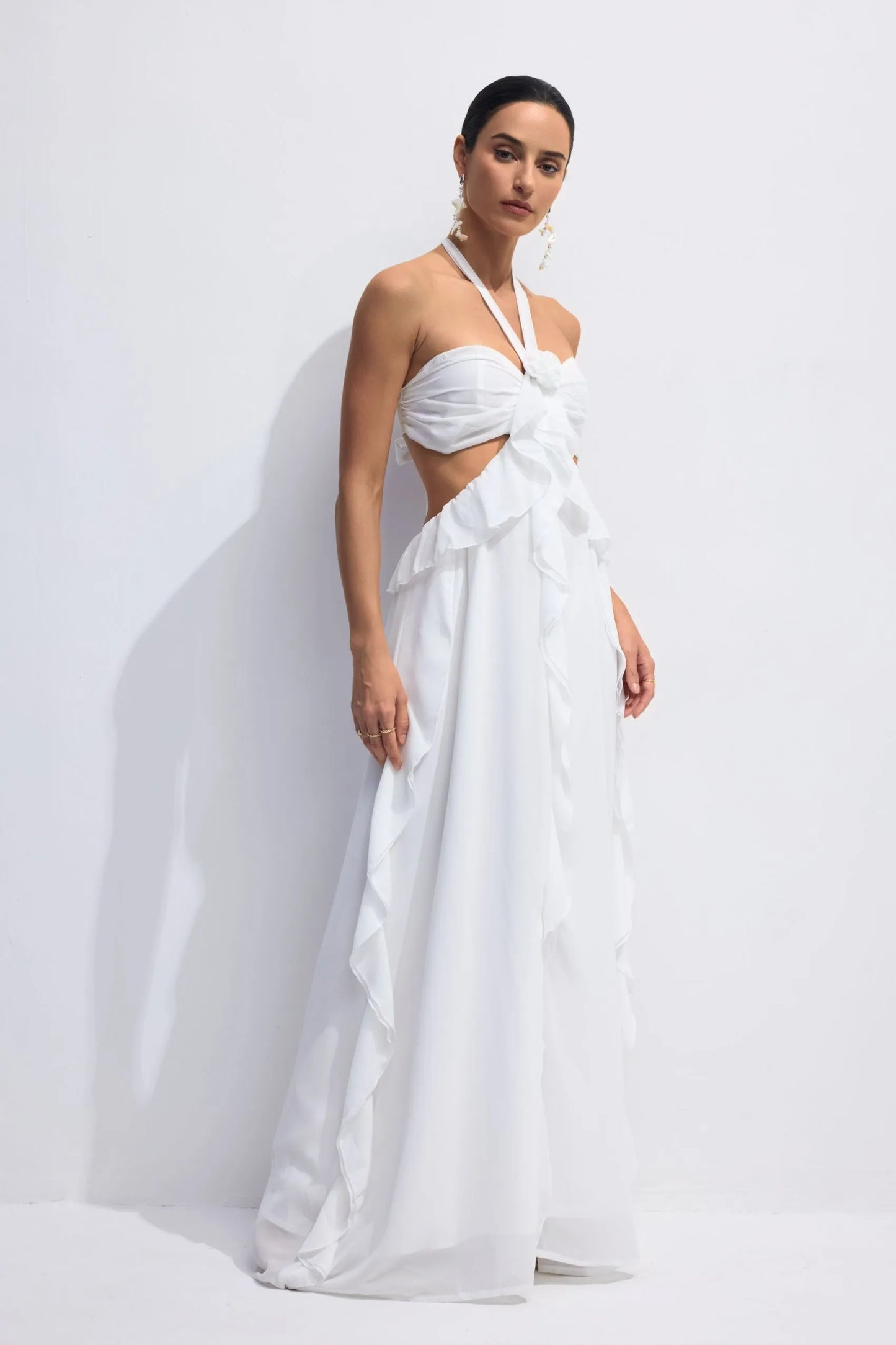 Ophelia Ruffle flower Cutout Maxi Dress